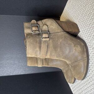 Lucky Brand Laureen Brown Leather Boho Ankle Boots Booties Shoes Women’s Size 8